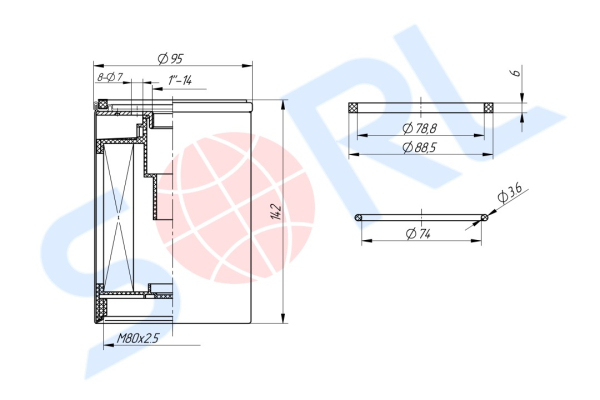 Фильтр топливный 1-14UNF RENAULT, VOLVO (H700WK)