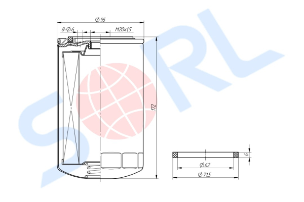 Фильтр топливный M20x1.5 КАМАЗ, CUMMINS, DAF, IVECO, NEW HOLLAND (H191WK)