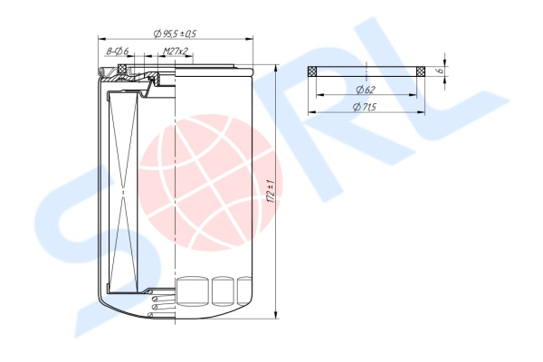 Фильтр масляный M27x2 КАМАЗ, CUMMINS, DAF, IVECO (H19W10)