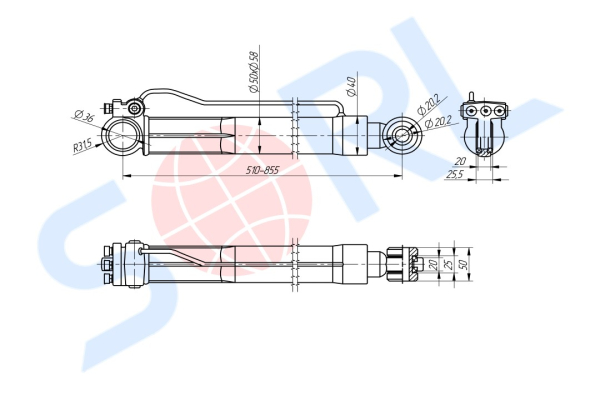 Гидроцилиндр подъема кабины VOLVO FM9/12 (20922305)