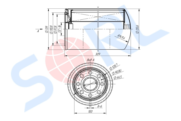 Фильтр масляный 1 1/2-16 U DAF, RENAULT (H300W01)