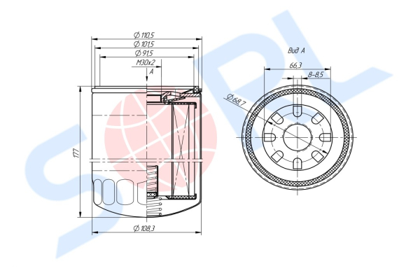 Фильтр масляный M30x2 MAN (H210W01)