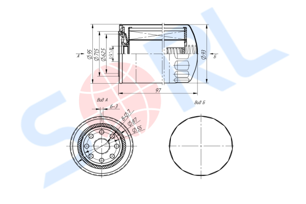 Фильтр масляный 3/4-16 UNF Deutz, SCANIA, JCB, CUMMINS, GENERAL MOTORS, RENAULT (H10W02)