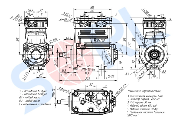 Компрессор 2-х цил. IVECO, DAF, IRISBUS (9115060540)