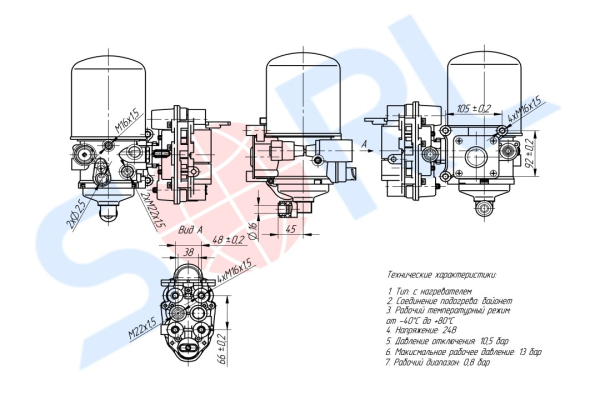 Блок подготовки воздуха 10,5 bar IVECO (ZB4587)