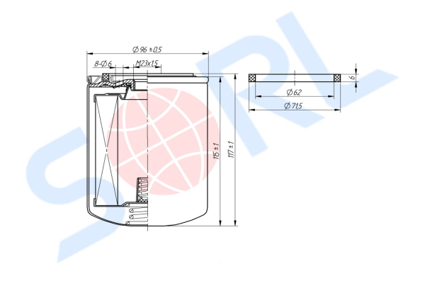 Фильтр масляный КПП M23x1,5 SCANIA, MAN (H24W05)