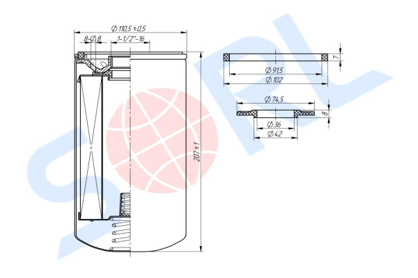 Фильтр масляный 1-1/2-16 UN DAEWOO, CASE (85114089)