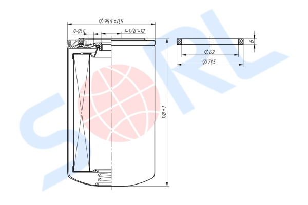 Фильтр масляный 1-1/8-12 UN THERMO KING, CARRIER (H839W)