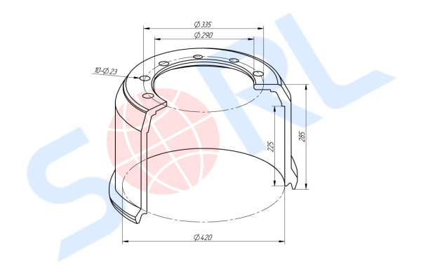 Барабан тормозной 420х200 H=284 d=290/335 n10x23 BPW HS/HZ ECO MAXX (0310977180)