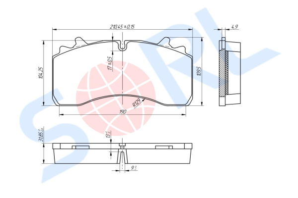 Колодки тормозные дисковые SAF SKRB 9022WI, Wabco PAN 22-1 (2916201)