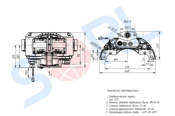 Суппорт правый МАЗ 203, 5440М9 (SN7391)