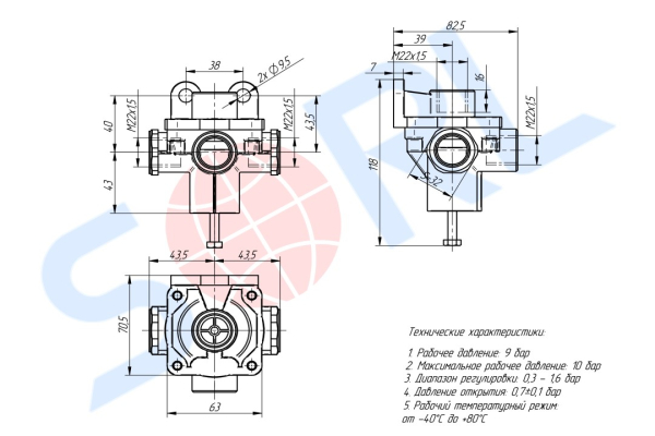 Клапан редукционный 10 bar, M22x1.5 KRONE, SCHMITZ (9750010000)