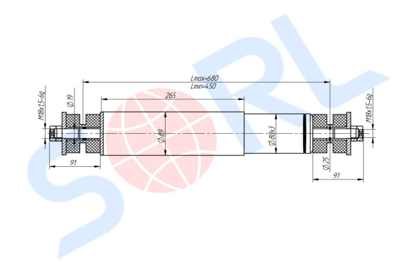 Амортизатор подвески для НЕФАЗ, ЛИАЗ 230/450, I/I 19x91/25x91 (50.6.2905005)