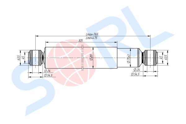 Амортизатор подвески для МАЗ 290/475, O/O 24x64/24x64 (54327-2915006-20)