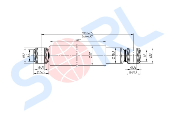 Амортизатор подвески для МАЗ 265/450, O/O 24x64/24x64 (54327-2915006-30)