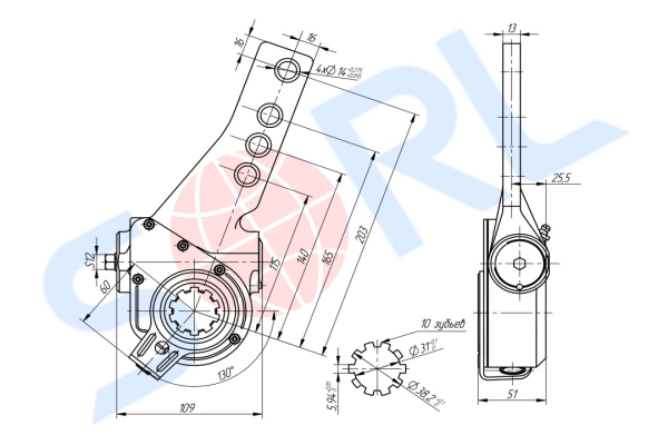 Рычаг регулировочный автоматический SAF SAE 1 1/2''-10 (72576C)