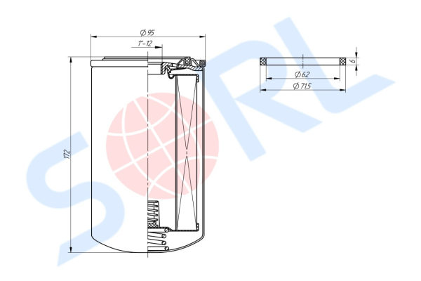 Фильтр масляный 1-12 UNF FAW, LIEBHERR (R833)