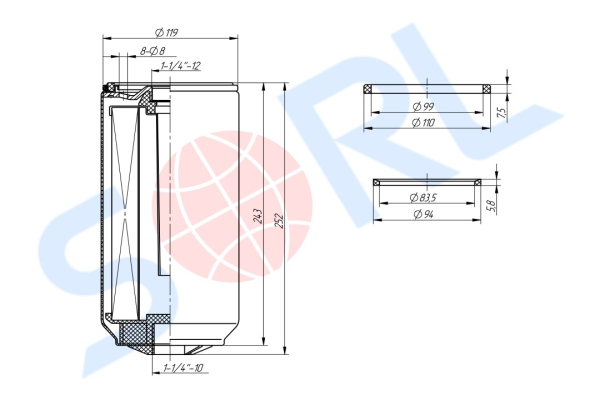 Фильтр топливный 1-1/4-12 SITRAK (WG9925550182)