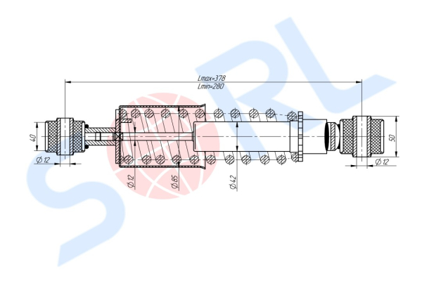 Амортизатор кабины пружинный 280/378, O/O, 12x40/12x50 MAN (CB0201)