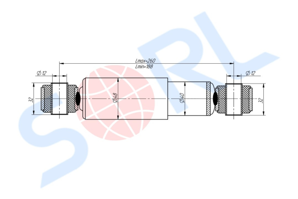 Амортизатор кабины 188/260, O/O, 12x32/12x32 IVECO (CB0072)