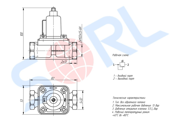 Клапан перепускной 5,5 bar, M22х1.5, без обратного потока IVECO, MAN, MB, VOLVO (4341001240)